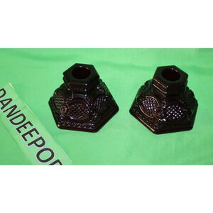 Avon Glass Dark Ruby Red Pair Of Taper Candle Holders Cape Cod Collection